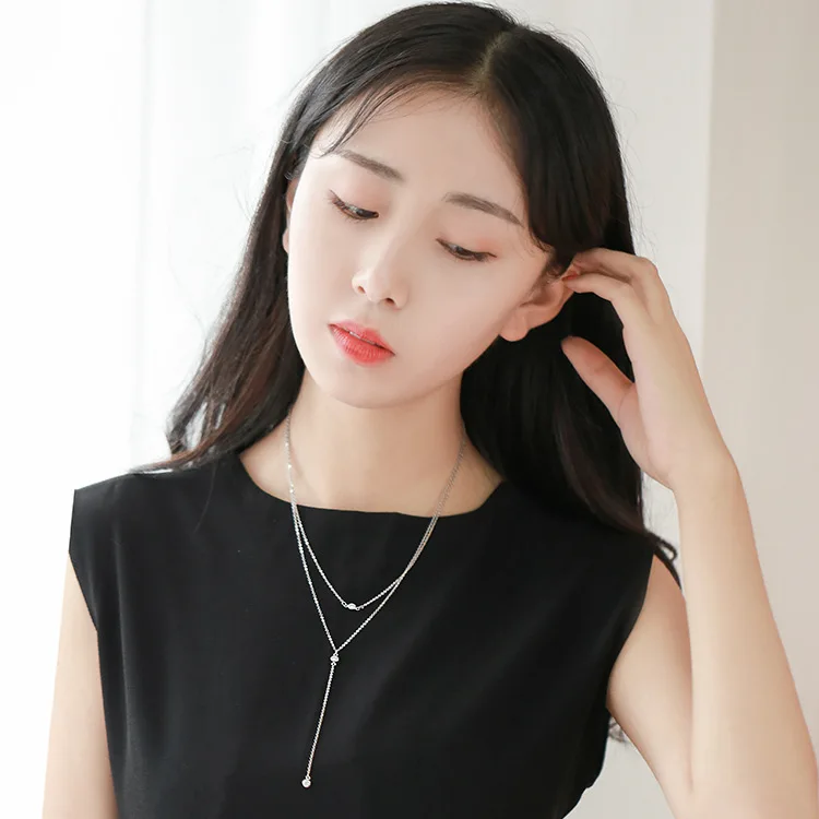 

2017 925 sterling silver double cubic zirconia jewelry star choker necklaces for women, N/a