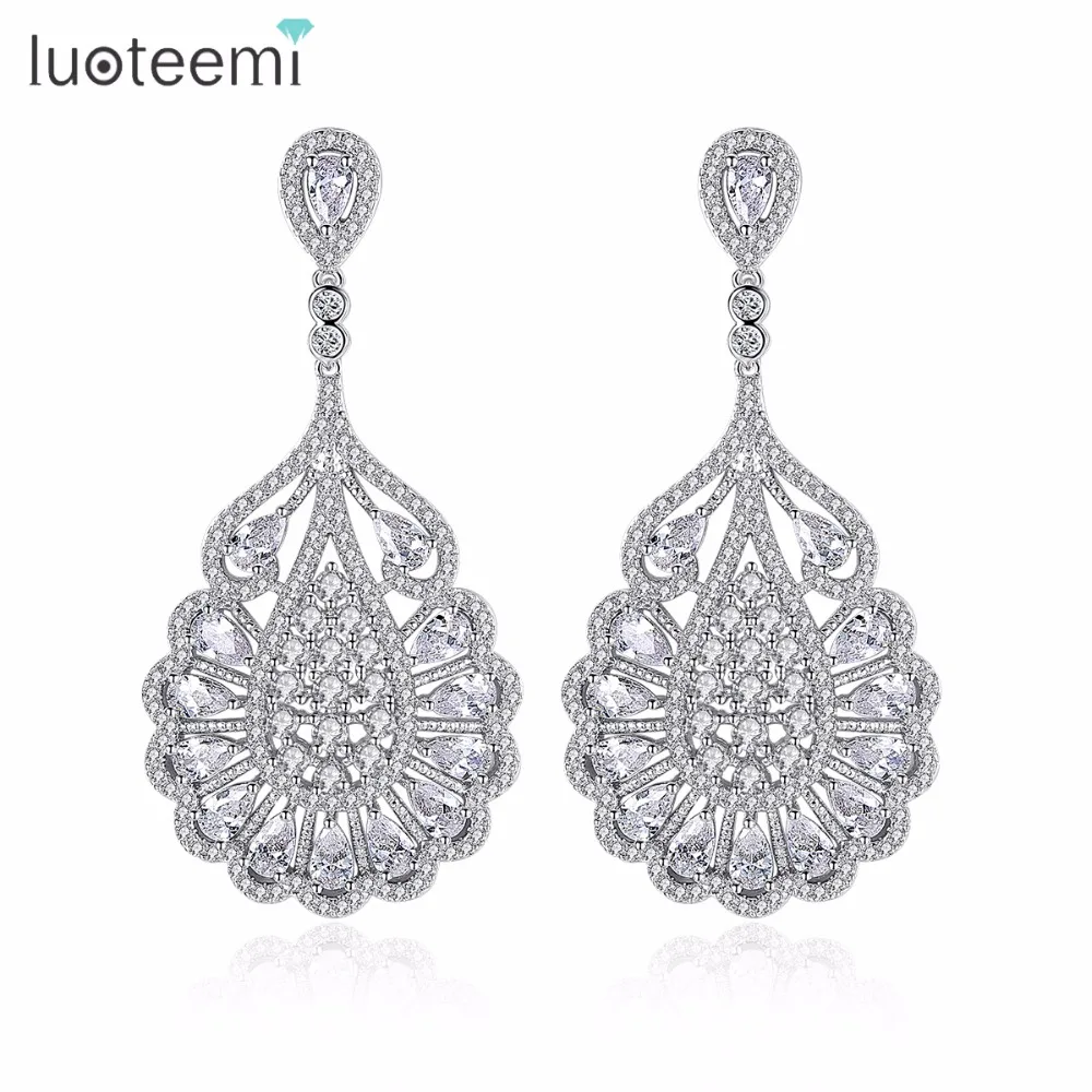 

LUOTEEMI New Arrival Brilliant AAA Austrian Cubic Zirconia Waterdrop Dangle Earring For Women CZ Jewellery Wedding Gift Brincos, N/a