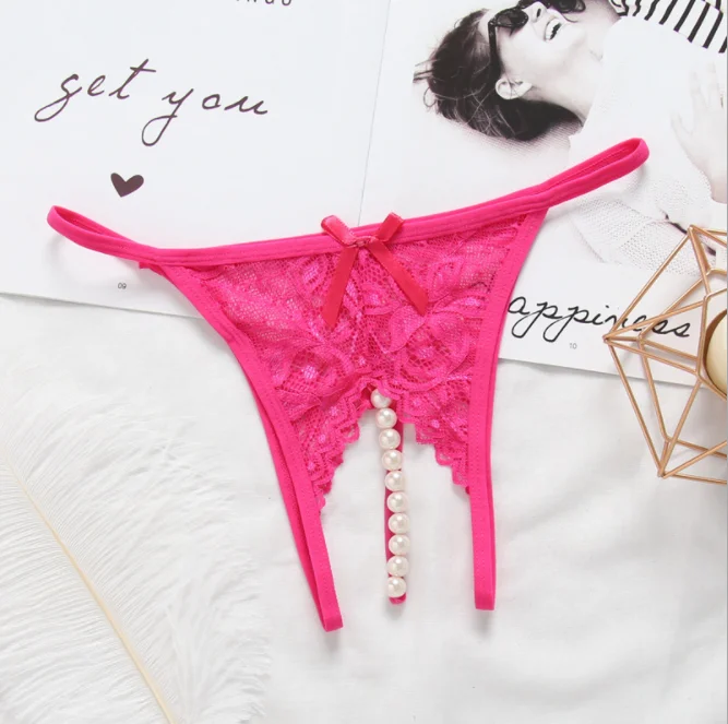 Open Crotch Beaded Women Thong 95 Polyester 5 Spandex Women Gstring