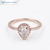 Tianyu fashion jewelry 925 silver rose gold plated synthetic pear shape moissanite diamond engagement ring