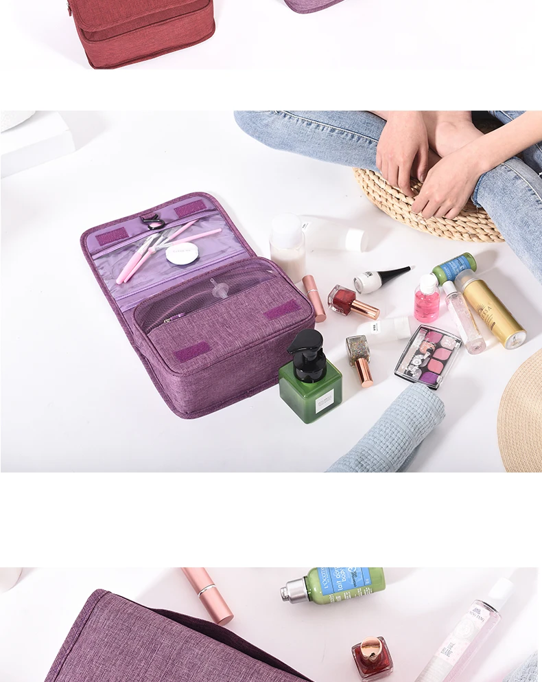 Women portable colorful camp travel outdoor hanging cosmetic bag