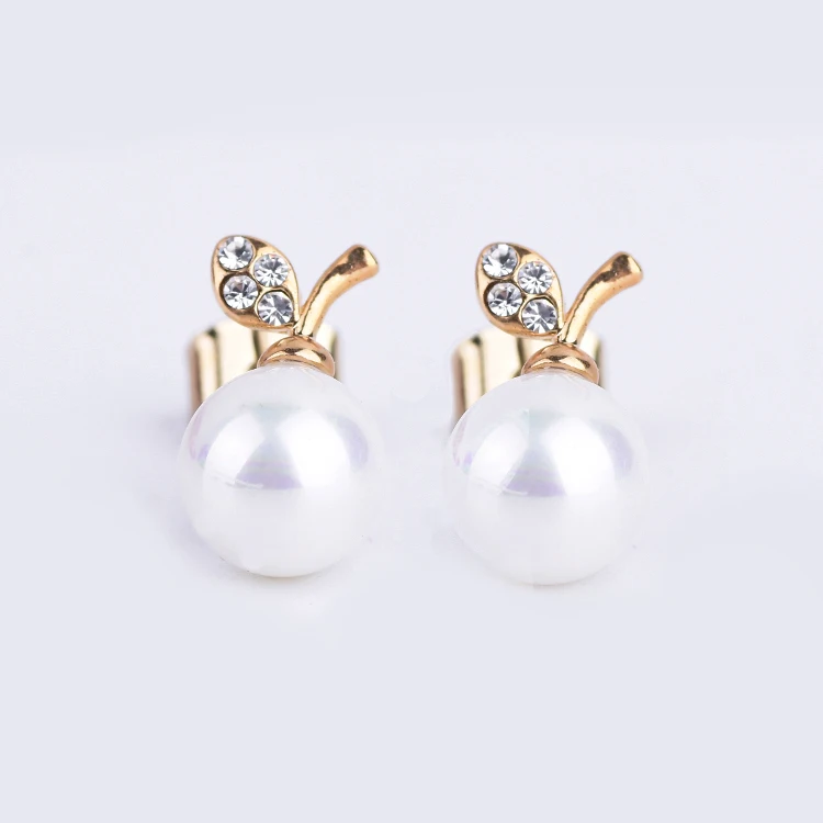 wholesale costume jewelry crystal cherry shape pearl stud