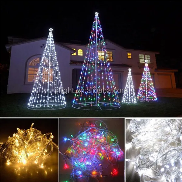 New 10m 100 Led String Light Outdoor Garden Lamp Christmas Garland Street Cone Tree Decoration ...