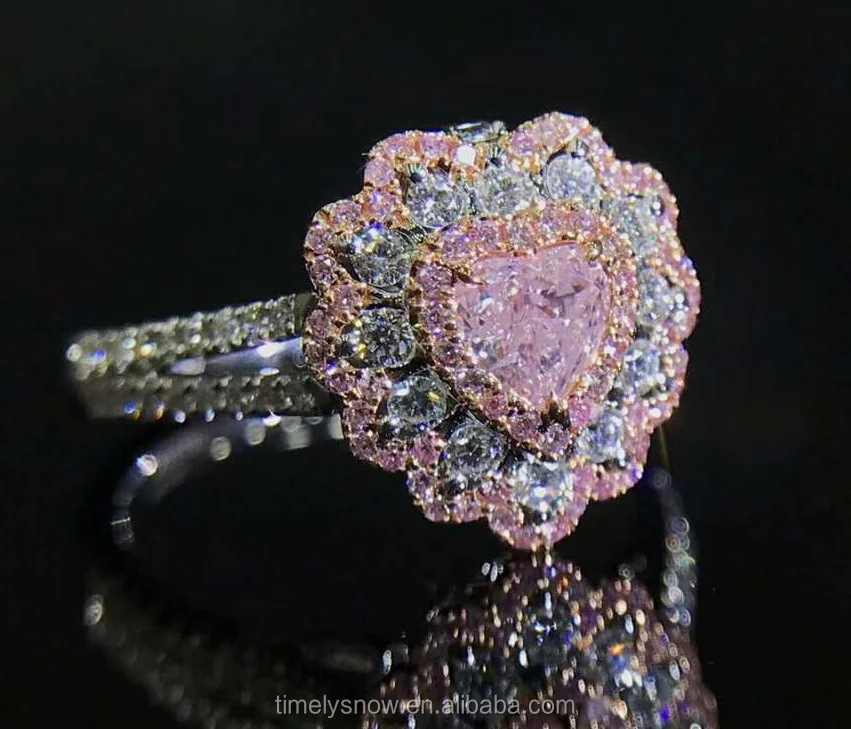 

GIA New designed fashion sweet heart shape pink coloured diamond ring