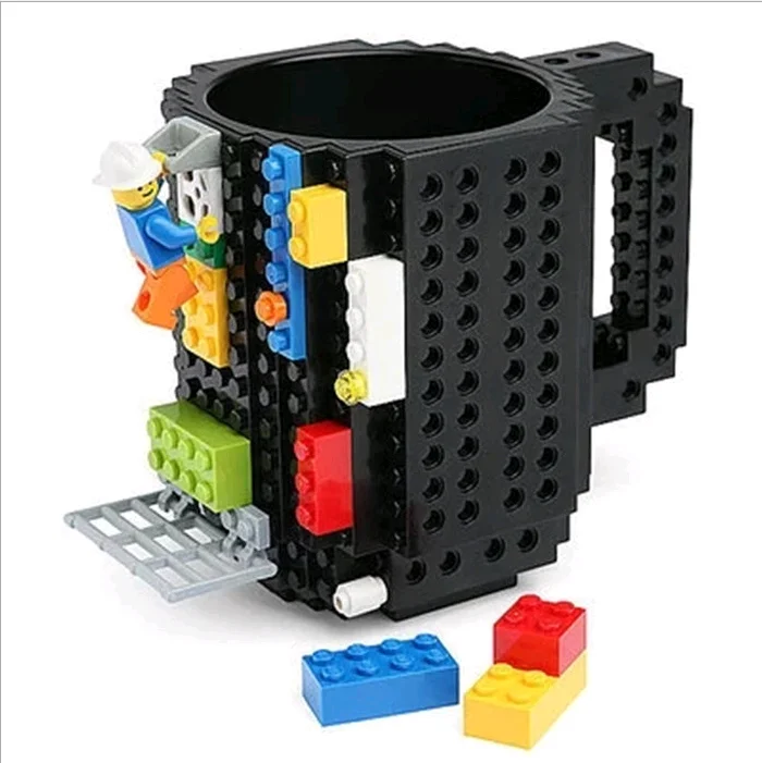 

Amazon hot selling assembly mug Cross border Lego block cup creative personalized mark DIY coffee cup, Black;gray;yellow;blue;red;white;orange;pink;rose red;green