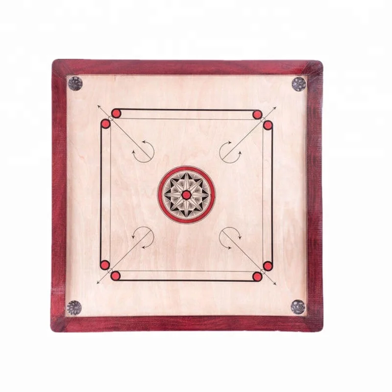Wooden Carrom Board With Wood Frame Coins & Striker Classic Board Game