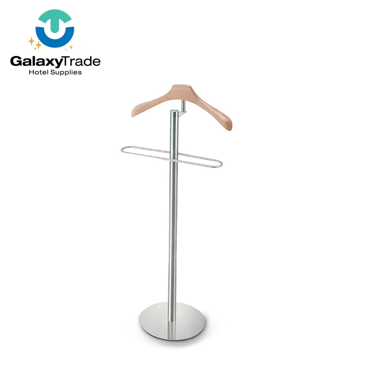 

Premium Stainless Steel Clothes Hanger Stand Clothing And Garment Rack, Beech wood natural color