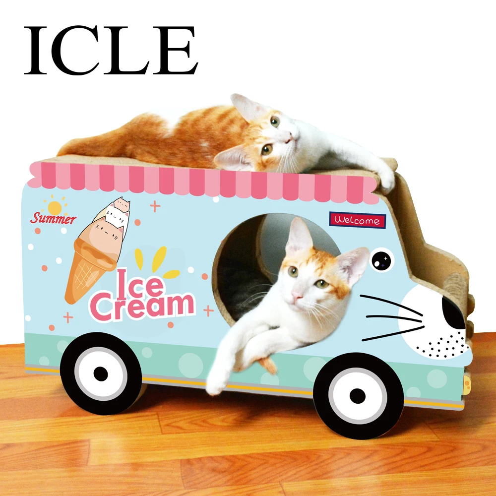 Iclecat Products Cat Toys Craft Car Shaped Room House Boxesic1043blue Truck Corrugated Paper