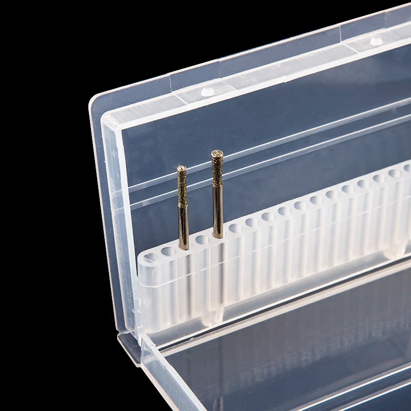 Plastic Nail Drill Bits Storage Box Stand Display 20 Slots Organizer