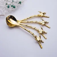 

Hot Sales New Product Wholesale Gold Color Bird Shape Coffee Mini Dessert Spoon