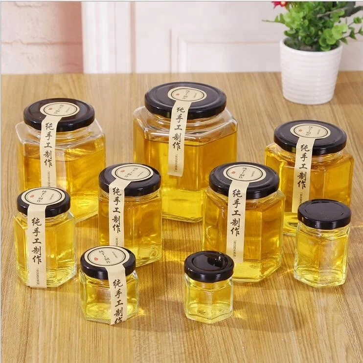 

2018 glass honey jars thickened lead free transparent pickles jar with sealing jar lid, Customized color wholesale glass jars