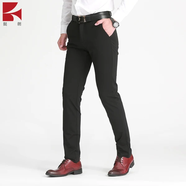 

Spring and Summer Men's Flexible Lycra Cotton Black Business Leisure Pants, Khaki