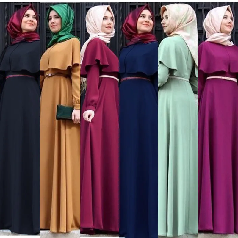 

Wholesale popular cape long sleeves women gown muslim girls party evening dress, Picture