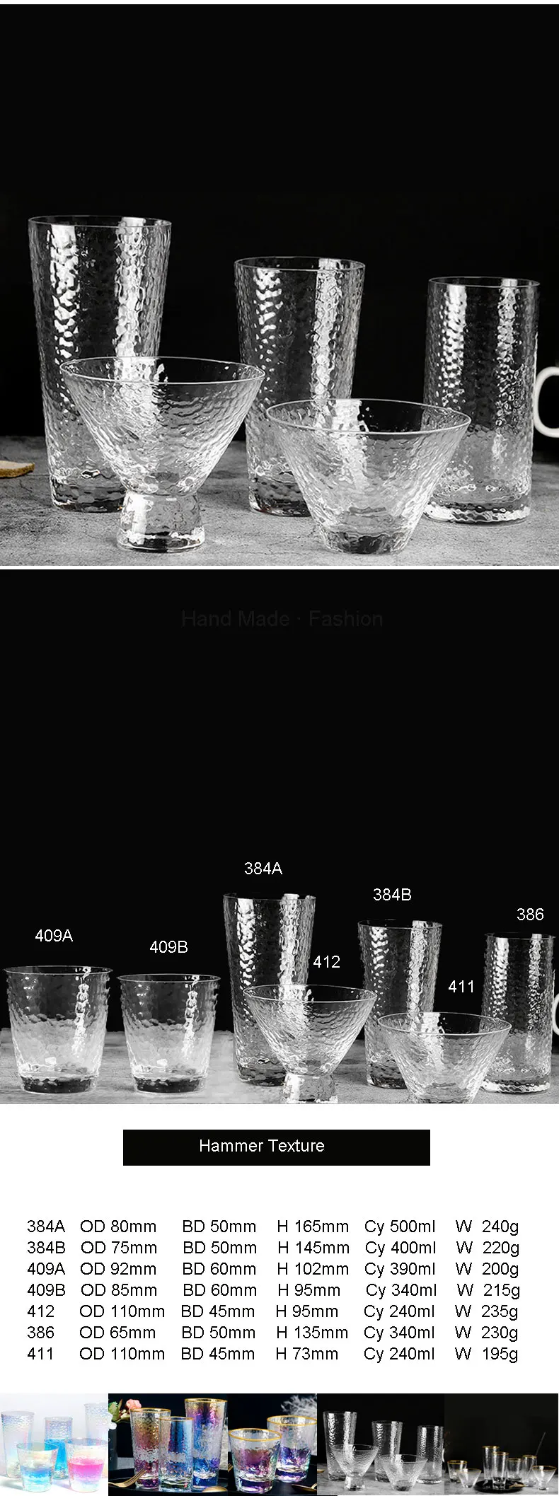 Household Glassware Luxury Handmade Drinking Cups Crystal Glasses Set of 7