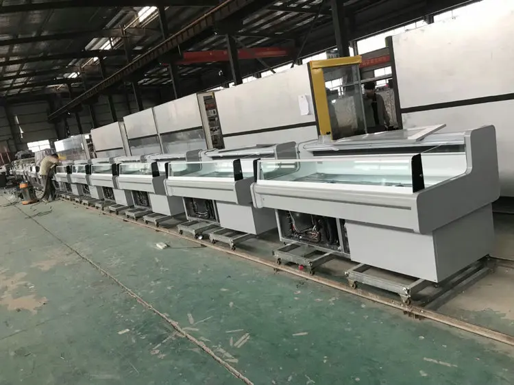 butcher store equipment display freezer island top open freezer refrigerator for fish meat 