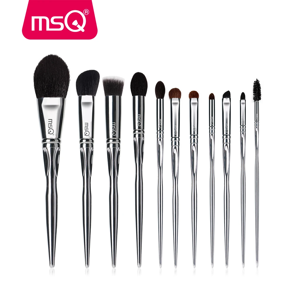 

MSQ 11pcs Makeup Brush Set Wholesale Private Label Aluminum Plastic Handle Makeup Brushes without logo available, Customized color