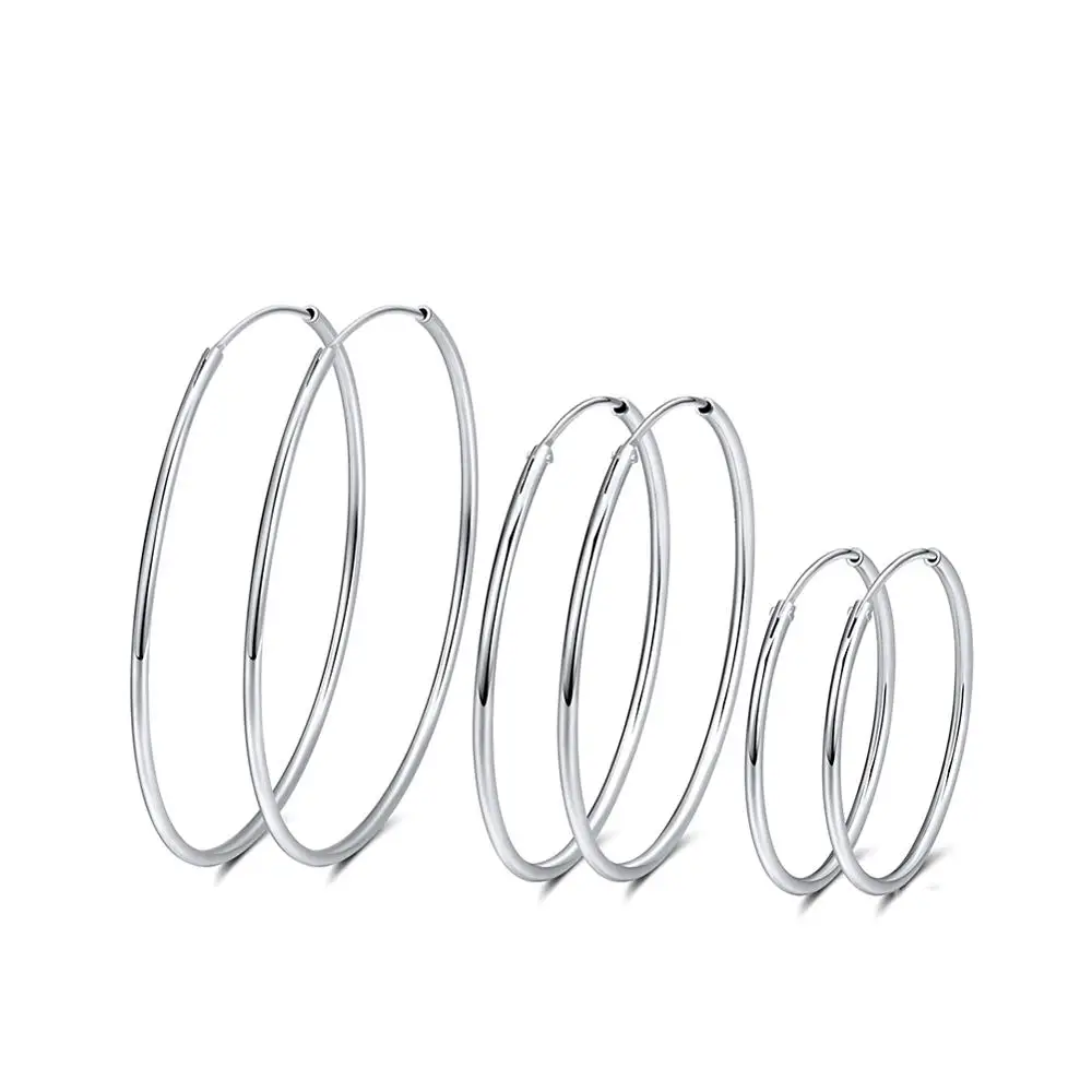 

RINNTIN SE146 Fashion Women Accessories 925 Sterling Silver Jewelry Hoop Earrings