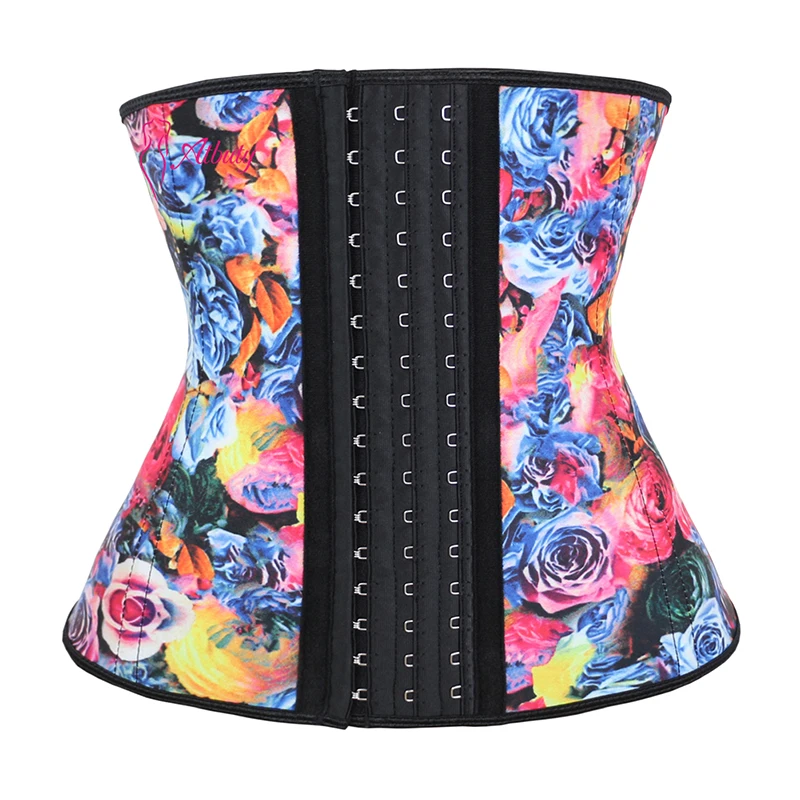 

ATBUTY Hot Selling Rose Printed Latex Waist Trainer Colored Trainer Waist