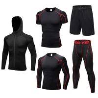 

2019 FREE SHIPPING Men Breathable Fitness Sport Suit Basketball Football Tennis Fitness Gym Tight Tracksuit For Men Running Sets