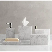 

Home Accessories White Black Ceramic Natural Marble Bathroom Accessories Set of 5pcs for Home Bath Decor