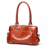 Italy fashion vintage oil wax lady genuine leather tote satchel shoulder bag Guangzhou designer handbag