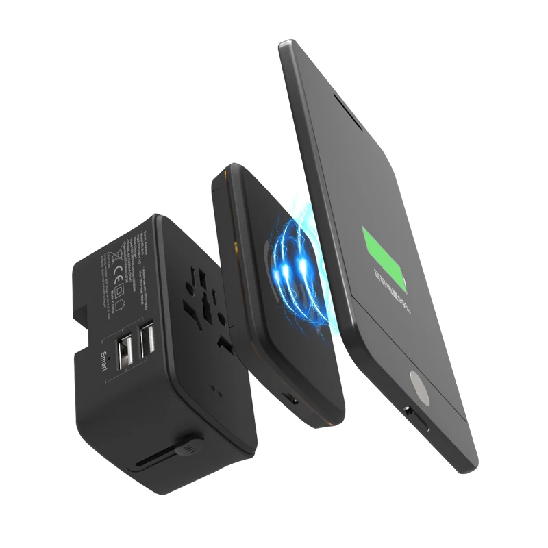 

The most popular products 2019 2.4A max multi-function usb magnetic charger universal global adapter with wireless charger