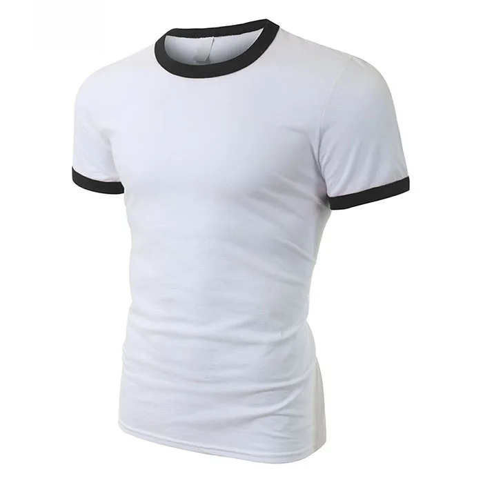 Classic Ringer Tee Mens Slim Fit T Shirts Bulk Blank Tees 50 Cotton 50