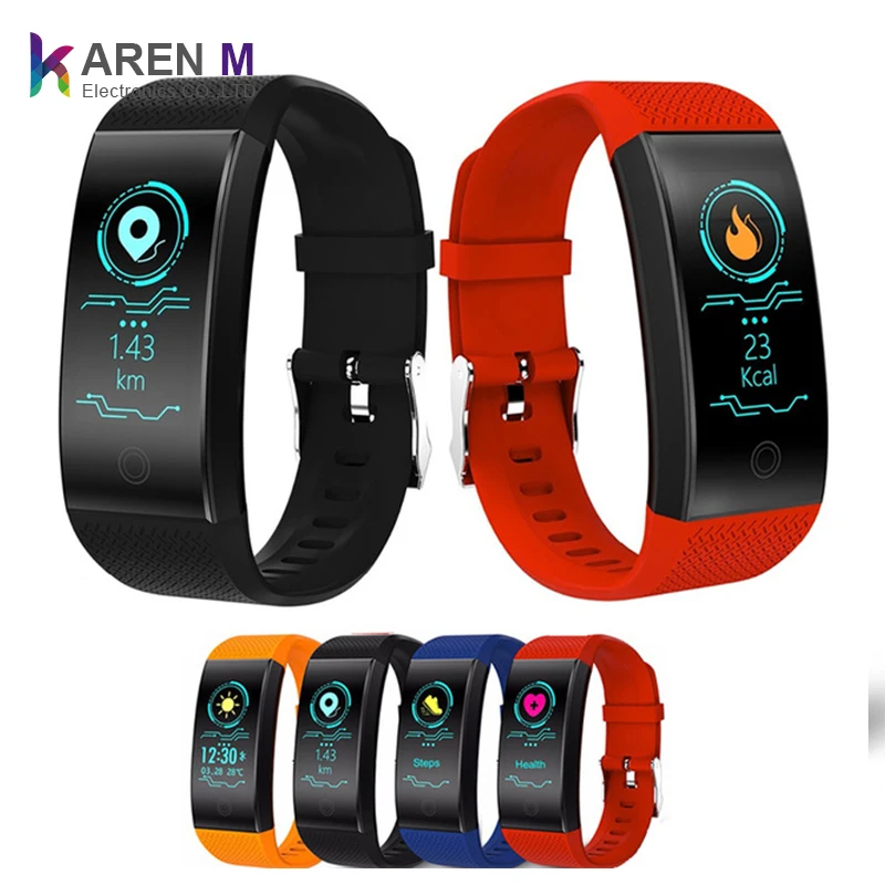 

QW18 Fitness Bracelet Smart Wristband Tracker Pedometer IP68 Waterproof Heart Rate Sensor smart bracelet watch, Red;black;blue;orange