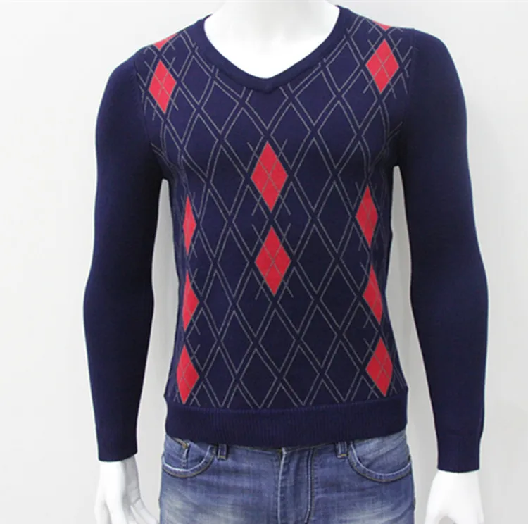 
V neck men sweaters and jacquard winter sweater 