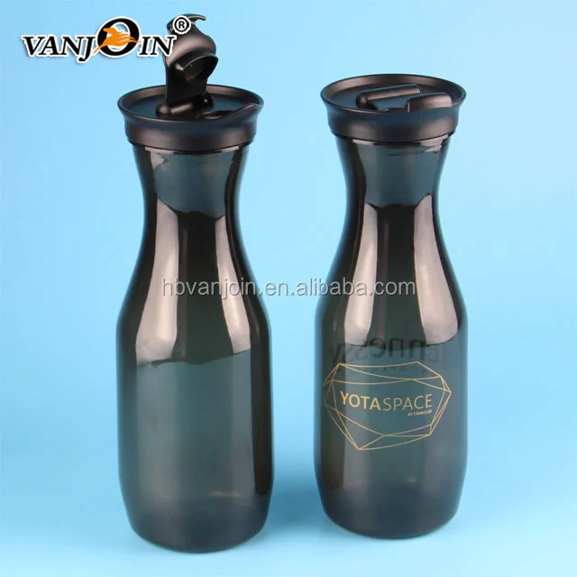 Plastic Water Carafe With Flip Top Lids, Square Base Heavy Duty