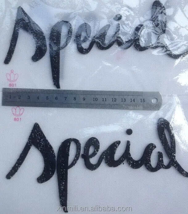 

New rhinestone letter with horsehair fur glue base design Iron on clothing/T shirt