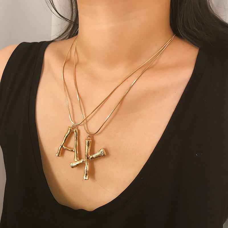 

Women Simple Letters Personality Wild Sweater Chain Necklace Exaggerated Lava Geometry Pendant Necklace (KNK5038), Same as the picture