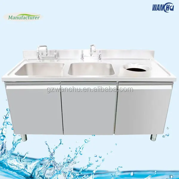 Commercial Kitchen Triple Bowl Sink Steel Bathroom With