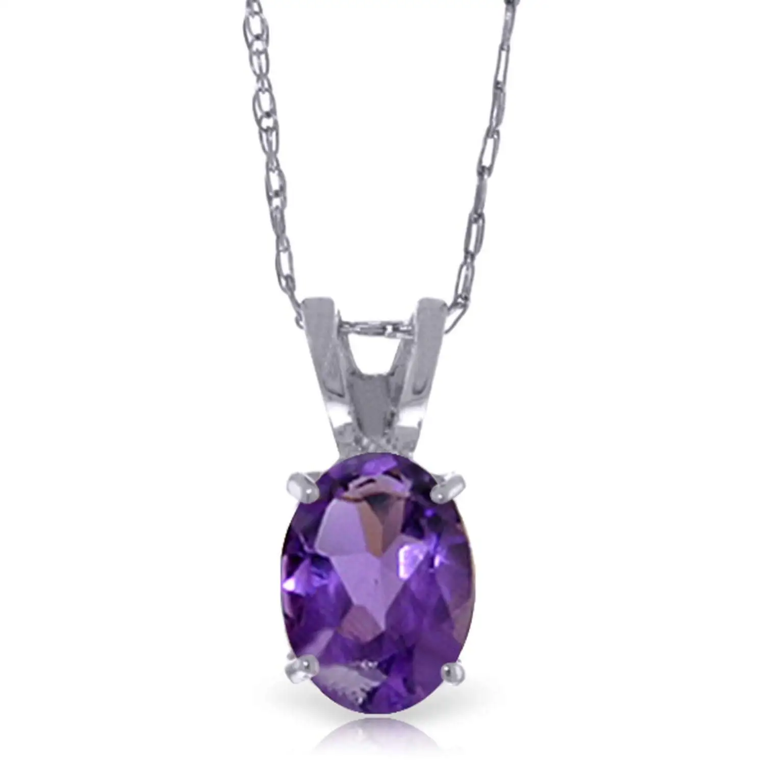 ALARRI 3.65 Carat 14K Solid White Gold Fleurs Rustique Amethyst Pearl Necklace with 22 Inch Chain Length