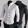 Discount walson Mens 100% cotton dress formal white contrast color on collar and cuff luxury shirts wholesale