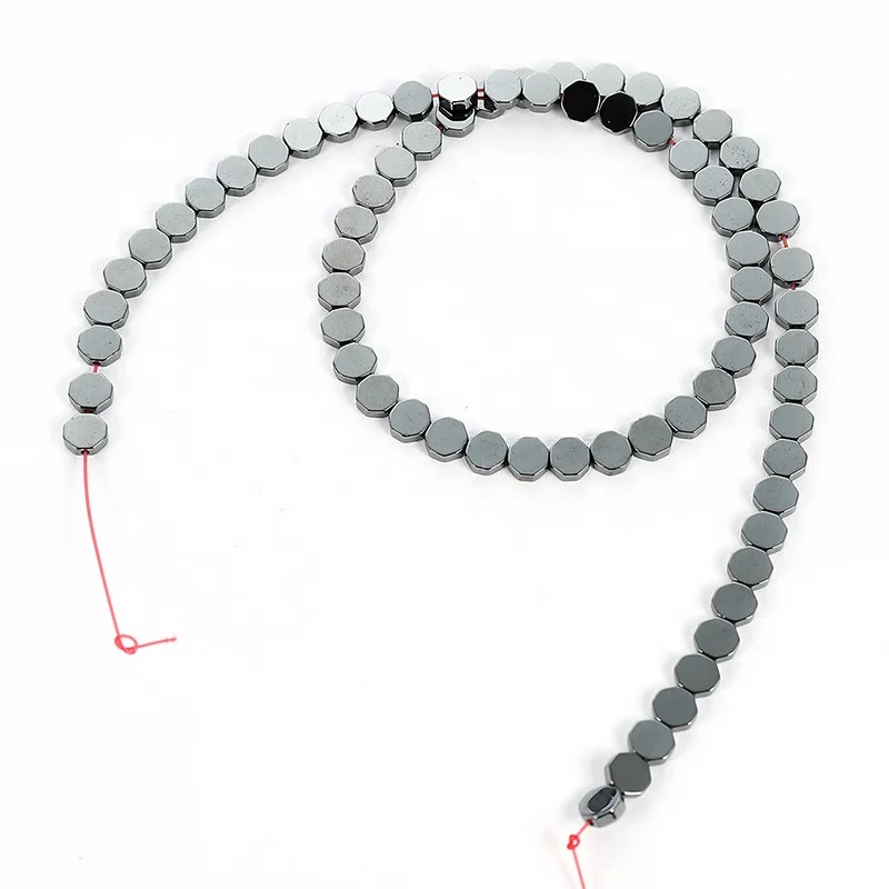

Natural Stone Beads 6mm Hexagon Black Plated Hematite Beads for Jewelry Making