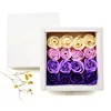 16pieces/set natural whitening beauty colourful rose flower paper soap with valentine's white gift box