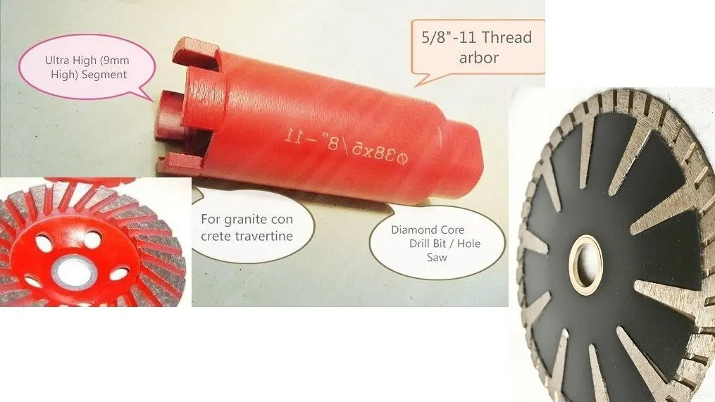 5 Inch 3 Piece Turbo Convex saw Blade Premium Grade Granite Concrete Sink Cutter