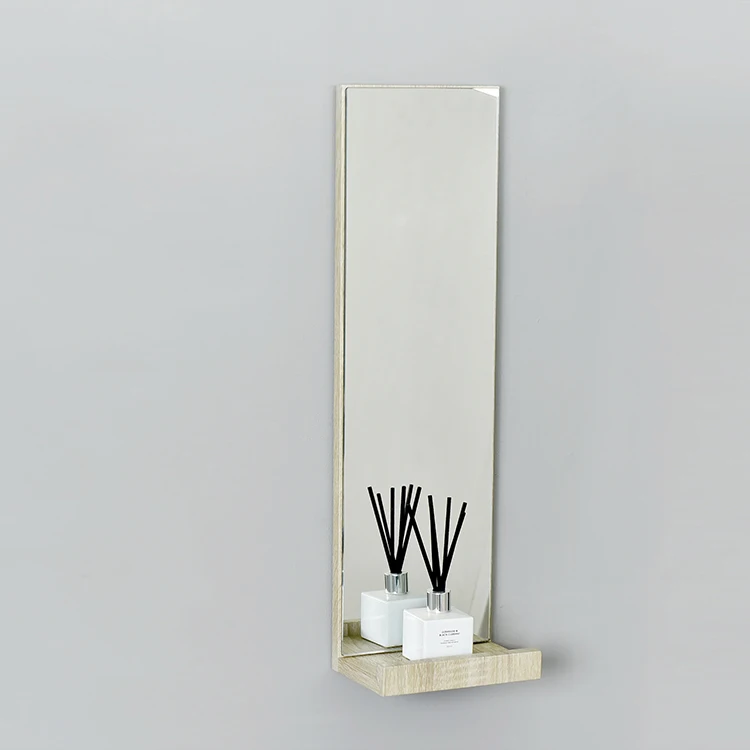 

New design Wooden wall mount wall mirror shelf, Natual