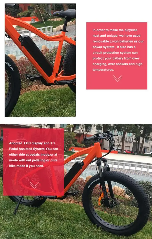 26inch Fat Tire Electric Bicycle Full Suspension Electric Mountain Bike