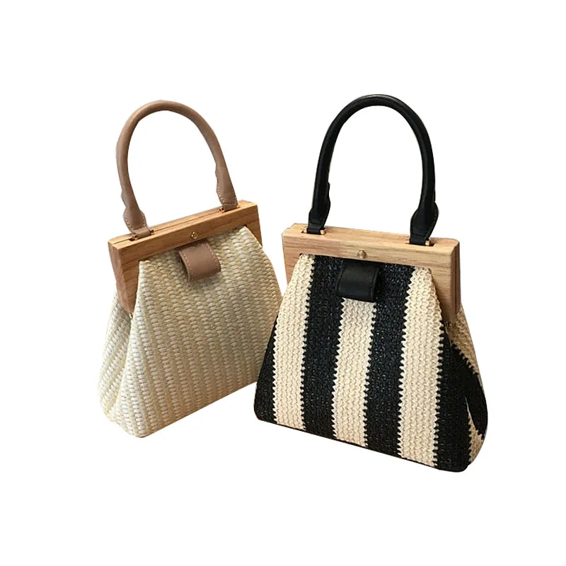 

New design handmade summer straw Clip shoulder handbag, Customizable