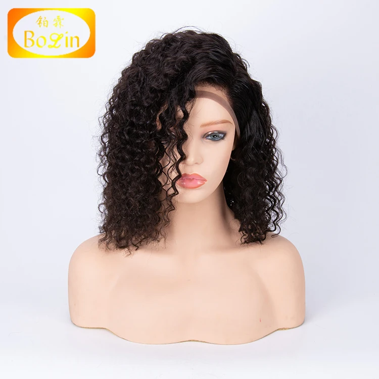 

100 brazilian human hair curly short bob full lace wigs for black women