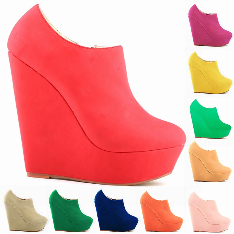 ladies red wedge shoes