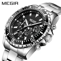 

Best Price Megir 2064 All Stainless Steel Band Military Water Proof Chrono Silver Relojes Hombre Men Watches