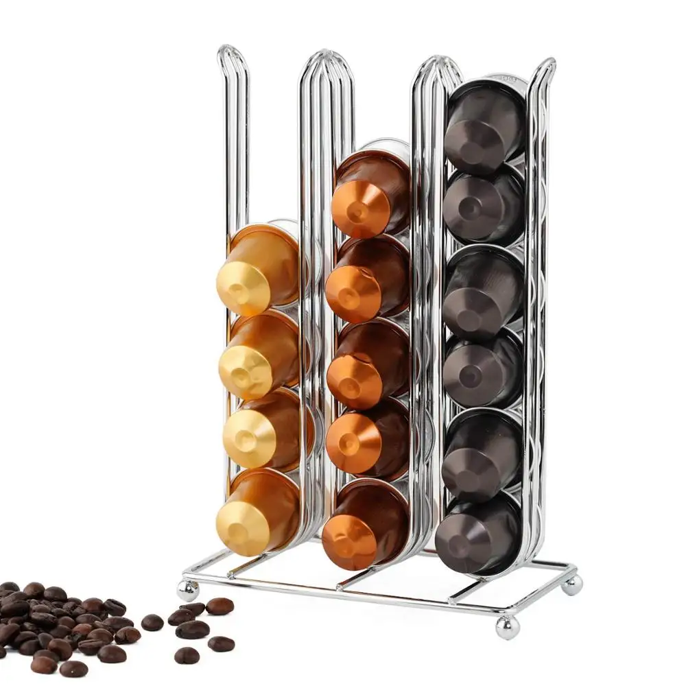 

Home kitchen office breakroom 36pcs nespresso capsule metal coffee pod holder for storage, Silver, black