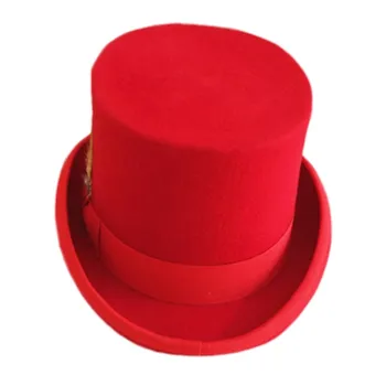 Wool Felt Red Top Hat Victorian Mad Hatter 7