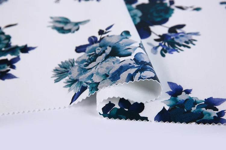 new arrivals polyester spandex green and white floral foil