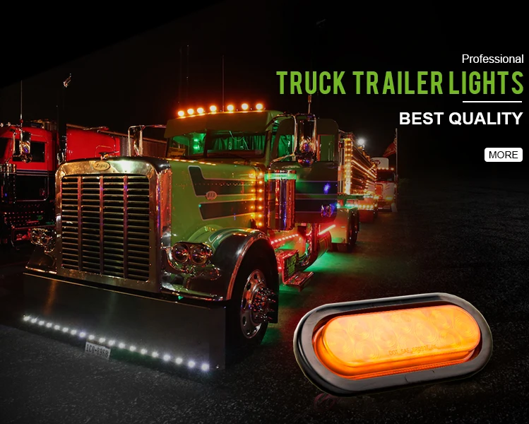 Trailer Truck Red Led Surface Mount 6" Oval Stop Turn Tail Light Sealed