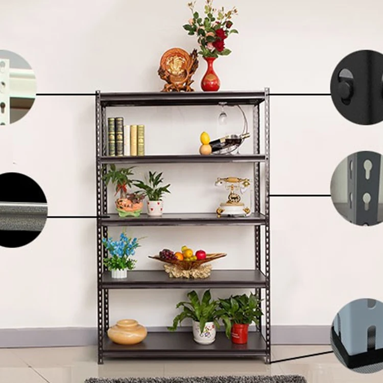 Steel Storage Rack With 5 Adjustable Shelves With Post Couplers And