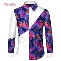 

Wholesale Cotton Men Shirt African Clothing Dashiki Patchwork Print Shirt Tops Bazin Riche Traditional African Clothing WYN188